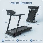 OMA Treadmill with Incline, Treadmills for Home with 300 lb Capacity, Portable Treadmill for Home Office, Compact Walking Running Treadmill with Wide Belt, LED Display, Pulse Sensors