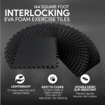 BalanceFrom Puzzle Exercise Mat with EVA Foam Interlocking Tiles for MMA, Exercise, Gymnastics and Home Gym Protective Flooring, 1/2" Thick, 144 Square Feet, Black