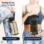 AQUAFIT 64 oz Water Bottle with Time Marker - 2in1 Straw & Chug Lid - BPA Free Big Water Bottle with Straw - Gym Water Bottle with Strap - Water Jug (64 Ounces, Gray)