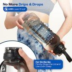 AQUAFIT 64 oz Water Bottle with Time Marker - 2in1 Straw & Chug Lid - BPA Free Big Water Bottle with Straw - Gym Water Bottle with Strap - Water Jug (64 Ounces, Gray)