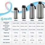 AQUAFIT 64 oz Water Bottle with Time Marker - 2in1 Straw & Chug Lid - BPA Free Big Water Bottle with Straw - Gym Water Bottle with Strap - Water Jug (64 Ounces, Gray)