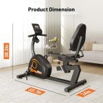 Goimu Recumbent Exercise Bike, Stationary Bikes for Home Magnetic Recumbent Bike with Adjust Seat for Adults Seniors, 300LB Capacity & 8-level Resistance, LCD Monitor and Heart Rate Handle