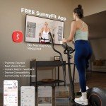 Sunny Health & Fitness Smart Elliptical Machine w/300LB Capacity & Pulse Sensor Built-in, 12" Stride Equipment for Home Cardio Exercise & Magnetic Cross-Training, Free SunnyFit App Bluetooth Connect