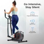 Sunny Health & Fitness Smart Elliptical Machine w/300LB Capacity & Pulse Sensor Built-in, 12" Stride Equipment for Home Cardio Exercise & Magnetic Cross-Training, Free SunnyFit App Bluetooth Connect