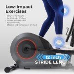 Sunny Health & Fitness Smart Elliptical Machine w/300LB Capacity & Pulse Sensor Built-in, 12" Stride Equipment for Home Cardio Exercise & Magnetic Cross-Training, Free SunnyFit App Bluetooth Connect