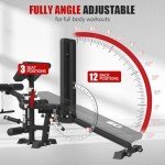 FAGUS H All in One Home Gym System Workout Station with Weight Bench, Multi-Function Smithe Machine Power Cage with Cable Crossover, Tripe-Sided Independent Load Posts Functional Trainer, Black