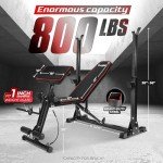 Yes4All Adjustable Weight Bench with Rack, 800lbs Workout Bench Press with Leg Extension, Preacher Curl Pad & Resistance Bands for Home Gym