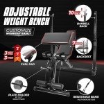 Yes4All Adjustable Weight Bench with Rack, 800lbs Workout Bench Press with Leg Extension, Preacher Curl Pad & Resistance Bands for Home Gym