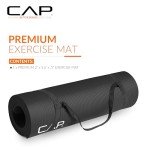 CAP Barbell High Density Exercise Mat with strap, 68"x24" 12mm (Black)