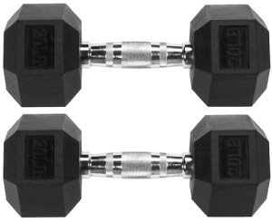 Fitvids Rubber Encased Hex Dumbbell, 20LB, Pair