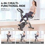 Exercise Bike Stationary Bikes for Home Recumbent Exercise Bike Folding with 10-Level Adjustable Resistance LCD Monitor Pulse Sensor Support Back Pad and Tablet Holder Arm Resistance Band 265LBS Weight Capacity for Home Workout