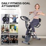 Exercise Bike Stationary Bikes for Home Recumbent Exercise Bike Folding with 10-Level Adjustable Resistance LCD Monitor Pulse Sensor Support Back Pad and Tablet Holder Arm Resistance Band 265LBS Weight Capacity for Home Workout