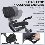 Exercise Bike Stationary Bikes for Home Recumbent Exercise Bike Folding with 10-Level Adjustable Resistance LCD Monitor Pulse Sensor Support Back Pad and Tablet Holder Arm Resistance Band 265LBS Weight Capacity for Home Workout