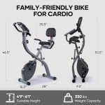Exercise Bike Stationary Bikes for Home Recumbent Exercise Bike Folding with 10-Level Adjustable Resistance LCD Monitor Pulse Sensor Support Back Pad and Tablet Holder Arm Resistance Band 265LBS Weight Capacity for Home Workout