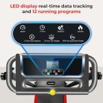 Treadmill for Home, 3.0 HP Foldable Portable Treadmill with Handle, Small Compact Treadmill 300 LBS Capacity with 12 Preset Programs LED Display Walking Running Treadmills for Office