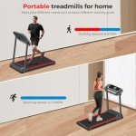 Treadmill for Home, 3.0 HP Foldable Portable Treadmill with Handle, Small Compact Treadmill 300 LBS Capacity with 12 Preset Programs LED Display Walking Running Treadmills for Office