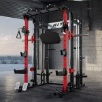 RitFit Buffalo Smith Machine, Power cage with LAT-Pull Down System & Cable Crossover System, All-in-One Squat Rack for Home Gym, Power Rack and Packages