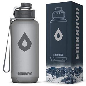 Embrava 40oz Water Bottle - Large with Travel Carry Ring - Wide Leak Proof Drink Spout - Heavy-Duty, BPA & BPS Free Tritan Plastic - Best for Sports, Hiking, Gym, Men & Women