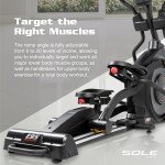 SOLE Fitness E95 Elliptical Gym Equipment for Home and Studio, Exercise Equipment with 13.3" TFT Screen, Adjustable Resistance & Pedals, Quiet System and Heart Rate Monitoring