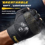 FREETOO Workout Gloves for Men, [Full Palm Protection] [Ultra Ventilated] Weight Lifting Gloves with Cushion Pads and Silicone Grip Gym Gloves Sturdy Training Gloves for Exercise Fitness