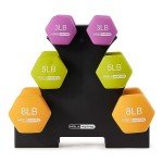 HolaHatha Neoprene Dumbbell Weights Set & Rack for Home Workout, 32 Lbs, Multicolor
