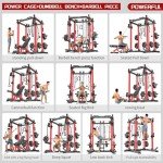 Fitness equipment all-in-one machine, the use of exquisite steel frame, to ensure the stability of the equipment, durable, suitable for garage home gym (Red, New L02+Weight Bench+Cast Iron 220LBS)