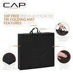CAP Barbell Folding Exercise Mat – Durable, Anti-Tear, Thick Padding for Fitness, Aerobics, Gymnastics & Home Workouts. 72"L x 24"W x 2"Thick. BLACK