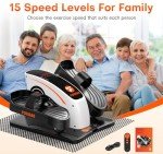 Under Desk Elliptical Machine, Ellipse Leg Exerciser with 15 Adjustable Speeds, Electric Seated Pedal Exerciser Leg Exerciser While Sitting for Seniors with LED Monitor Touch Remote Controls for Home