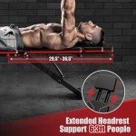 GIKPAL Adjustable Weight Bench, Foldable Workout Bench for Home Gym, Incline Decline Flat Exercise Bench Press for Full Body Strength Training w/Extended Headrest and Leg Extension (Black - New