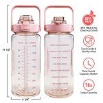 Chokoter Half Gallon Water Bottle with Sleeve, 64OZ Motivational Water Bottle with Straw & Time Marker, BPA Free Leakproof Gym Water Bottle for Sport Workout