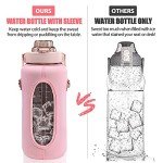 Chokoter Half Gallon Water Bottle with Sleeve, 64OZ Motivational Water Bottle with Straw & Time Marker, BPA Free Leakproof Gym Water Bottle for Sport Workout