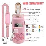 Chokoter Half Gallon Water Bottle with Sleeve, 64OZ Motivational Water Bottle with Straw & Time Marker, BPA Free Leakproof Gym Water Bottle for Sport Workout