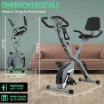 BARWING Stationary Exercise Bike for Home Workout, 5 IN 1 Foldable Indoor Cycling Bike for Seniors, 350LB Capacity, 16-Level Magnetic Resistance, Seat Backrest Adjustments