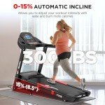 Winfita Treadmill with 15% Auto Incline, 300 LBS Capacity and 10 MPH Max Speed, 4.0HP Folding Treadmills for Home Features 18'' x 50'' Belt, Bluetooth, APP, 64 Preset Programs and 3 Countdown Modes