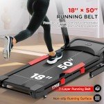 Winfita Treadmill with 15% Auto Incline, 300 LBS Capacity and 10 MPH Max Speed, 4.0HP Folding Treadmills for Home Features 18'' x 50'' Belt, Bluetooth, APP, 64 Preset Programs and 3 Countdown Modes