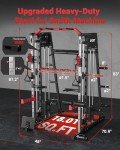 GarveeLife Smith Machine Home Gym All in One, 2200LBS Squat Rack Power Cage with Smith Bar, LAT Pull-Down, Cable Systems, Leg Hold-Down and More Attachments, Workout Equipment (Red Black)