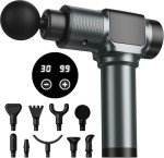 JQX Massage Gun, Deep Tissue Massager Gun for Pain Relief, Percussion Muscle Massage Gun for Athelets, Handheld Electric Back Massager with 30 Speed Levels & 9 Massage Heads