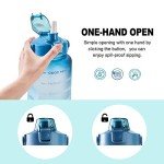 EYQ 64oz Leakproof Drinking Water Bottles, Half Gallon with Motivational Time Marker BPA Free for Fitness, Gym and Outdoor Sports (Navy/Green Gradient)