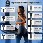 JQX Massage Gun, Deep Tissue Massager Gun for Pain Relief, Percussion Muscle Massage Gun for Athelets, Handheld Electric Back Massager with 30 Speed Levels & 9 Massage Heads