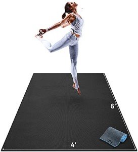 Gorilla Mats Premium Large Yoga Mat – 6' x 4' x 8mm Extra Thick & Ultra Comfortable, Non-Slip Barefoot Exercise Mat – Works Great on Any Floor for Stretching, Cardio or Home Workouts