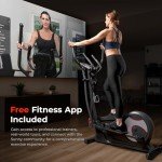 Sunny Health & Fitness Heavy-Duty Smart Elliptical Trainer, 300LB Load Equipment for Indoor Cardio Exercise, Adjustable Resistance for Full-Body Cross Training, Free SunnyFit App Bluetooth Connection