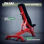 MAJOR FITNESS Adjustable Weight Bench, 1300LBS Capacity, 32 Positions for Strength Training, Bench Press, and Full-Body Workouts for Home or Garage Gym (Red)