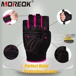 MOREOK Workout Gloves Padded Weight Lifting Gloves for Men/Women, [3MM Gel] Fingerless Grip Gym Gloves Fitness Gloves Pink-S