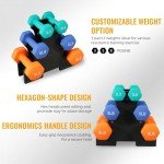 Fitvids Neoprene Dumbbell Set with Rack, 3/5/8LB Pairs, 32lLB Set with Rack