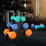 Fitvids Neoprene Dumbbell Set with Rack, 3/5/8LB Pairs, 32lLB Set with Rack