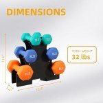 Fitvids Neoprene Dumbbell Set with Rack, 3/5/8LB Pairs, 32lLB Set with Rack