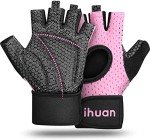 ihuan Breathable Weight Lifting Gloves: Fingerless Workout Gym | Wrist Support | Enhance Palm Protection | Extra Grip for Fitness| Training | Rowing | Pull-ups
