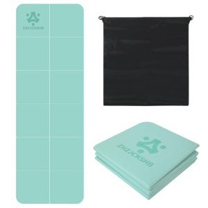 ZHZJCKSHB Foldable Yoga Mat for Travel -72''x24'' Portable 6mm/8mm Thick Fitness&Exercise Mat with Storage Bag, Non-Slip TPE Folding Workout Mat for Yoga, Pilates, Stretching, Home Fitness (Green, 24'' x 72'' x 1/3'')