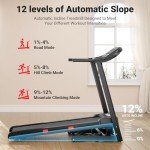 THERUN Incline Treadmill, 0-12% Auto Incline Treadmill for Running and Walking, 300 lbs Weight Capacity, Wide Belt,3.0HP,18" LED Screen, 2 Layers Shock-Absorbing Red
