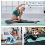ZHZJCKSHB Foldable Yoga Mat for Travel -72''x24'' Portable 6mm/8mm Thick Fitness&Exercise Mat with Storage Bag, Non-Slip TPE Folding Workout Mat for Yoga, Pilates, Stretching, Home Fitness (Green, 24'' x 72'' x 1/3'')